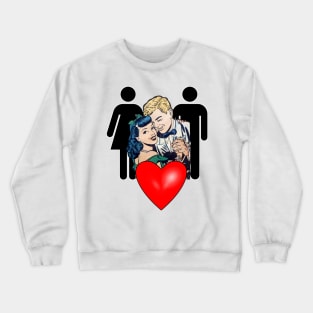 Blond boy's red heart with brunette girlfriend Crewneck Sweatshirt